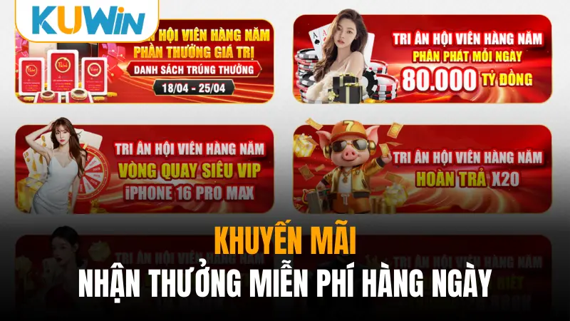 Khuyến mãi nhận thưởng miễn phí hàng ngày