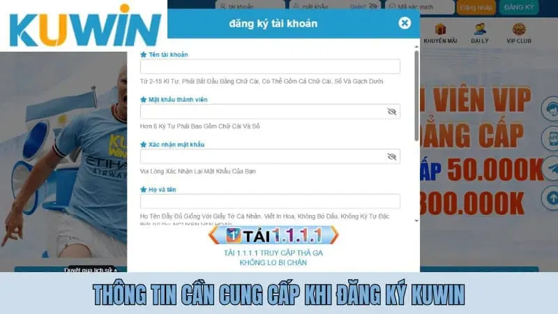 Đăng ký Kuwin 2 Thông tin cần cung cấp khi đăng ký Kuwin